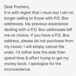 🚫P.O. Box Addresses🚫